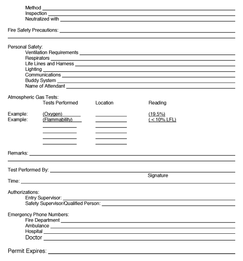 Download a fillable PDF Form 34-1 Confined Space Entry Permit (cont'd)